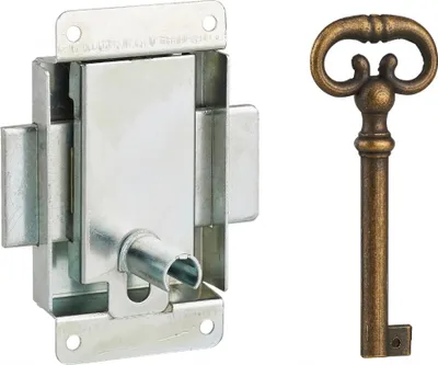 Image de Serrure de meuble en applique pour porte d'ameublement, axe 20mm, 40x50mm, zingué, 1 clé - THIRARD