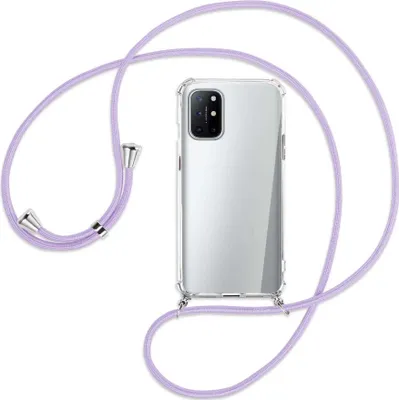 Produktbild von Handykette Backcover-Schutzhülle mit Band (Metall silberfarben) für OnePlus 8T - violett