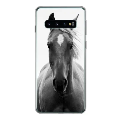 Produktbild von MuchoWow® Handyhülle Schutzhülle Hülle für Samsung Galaxy S10 Pferd - Tier - Schwarz - Weiß Silikon Softcase Handy Hülle - Handytasche