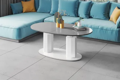 Produktbild von Design Couchtisch HBL-111 Tisch stufenlos höhenverstellbar ausziehbar oval Esstisch