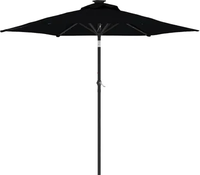 Produktbild von vidaXL Sonnenschirm mit LED und Stahlmast Schwarz 225x225x212 cm