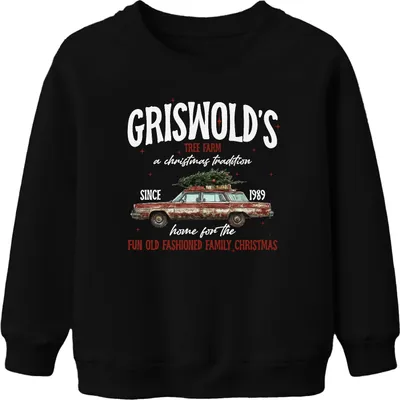 Obrázok produktu pre Griswolds Tree Farm Vianočný vianočný sveter Clark - Christmas Xmas Uni detský vianočný sveter, čierny, 116