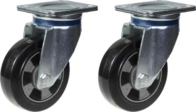 Immagine prodotto di 152 mm 6" rotelle girevoli in gomma nera con capacità di carico di 660 kg, set di 2