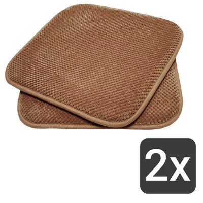 Produktbild von Komfortable & praktische Gel-Kissen 40x40 - Stuhlkissen mit modernem Memory-Schaumstoff - gepolsterte Sitzkissen Out- und Indoor Gartenkissen Stuhlauflage rutschfest , Farbe:Braun;Set:2er