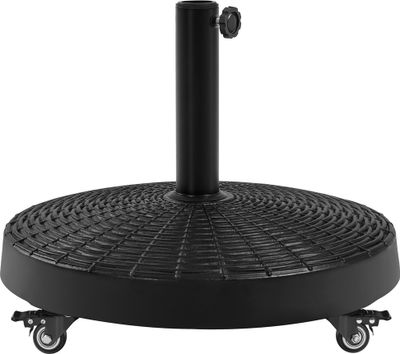 Yaheetech Sonnenschirmständer mit Rollen Rundes Schirmgewicht Φ 52 cm Stabiler Schirmhalter für Garten/Balkon/Strand/Pool/Deck Schwarz Schwarz