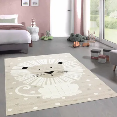 Zdjęcie produktu dla Dywan do pokoju dziecięcego efekt 3d wzór lwa beżowy rozmiar - 240 x 340 cm