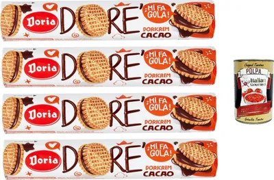 Produktbild von Doria - Dorè Doricrem Gusto Cacao Tubo Dorè Doricrem Kakaogeschmack Tube 4x150gr + Italian Gourmet polpa
