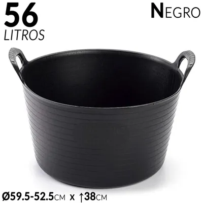 Image de Bac en plastique - Bac de construction - 56 litres - Lot de 6 - Noir - Pour ciment, mortier et matériaux de construction