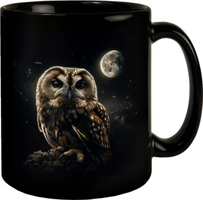 Produktbild von Eule im Mondschein Tasse schwarz in Schwarz