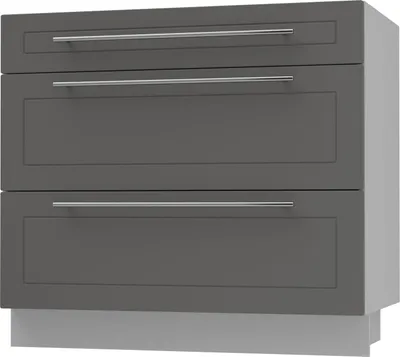 Produktbild von Schubladenunterschrank KVANTUM Vollauszug 90cm Korpus- & Frontfarbe wählbar (Q-D3A/90),graphit matt,grau