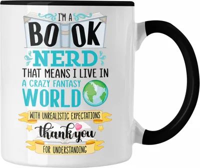 Produktbild von Trendation - Lesen Kaffeetasse Leseratte Geschenkidee Buch Leser Tasse mit Spruch Bücherwurm (Schwarz)