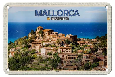 Produktbild von Blechschild Reise 18x12cm Mallorca Spanien Deià Meer Kleinstadt