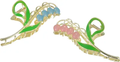 Produktbild von 2 Stück Blume Metall Haarkralle Clip Haarkralle für Frauen Blau Rosa