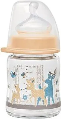 Obrázok produktu pre Nip sklenená fľaša ovca červená dievča široká kučeravá Savička zo silikónu 120 ml