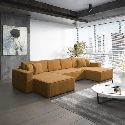 Produktbild von Wohnlandschaft Schlafsofa Sofa CONOR Stoff Poso Senf