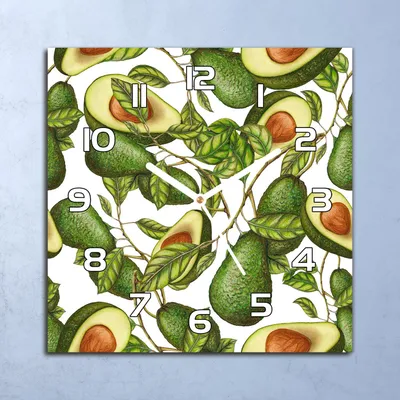 Produktbild von Deko Glasuhr Wanduhr 30x30 Avocado Früchte Quarz Küchenuhr Bürouhr