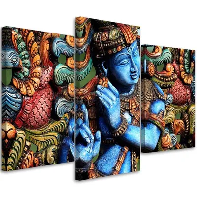 Immagine prodotto di Trittico su tela statua di Buddha 60x40 cm Feeby colore murale pronto per essere appeso