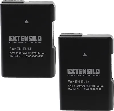Produktbild von EXTENSILO 2x Akku kompatibel mit Nikon D5500, D3300, D5100, D5200, D5300, D3100, D3200, D5600 Kamera (1100 mAh, 7,4 V, Li-Ion), Infochip