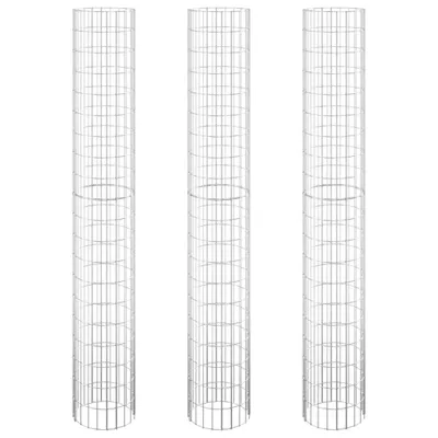 Produktbild von vidaXL Gabionen-Hochbeete 3 Stk. Rund Verzinkter Stahl Ø30x200 cm