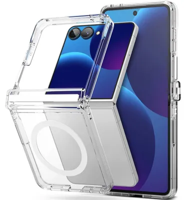 Produktbild von Handyhülle für Galaxy Z Flip8, Ringke Fusion Flap Magnetic mit MagSafe, Transparent-Weiß