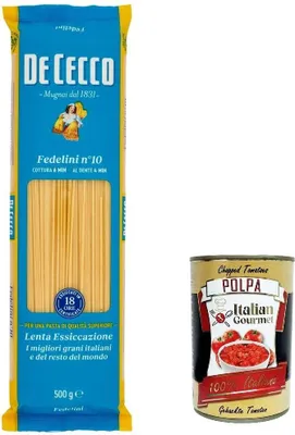 Produktbild von 10x De Cecco Pasta 100% Italian Fedelini n° 10 Noodles 500 g + Italian Gourmet Polpa 400 g
