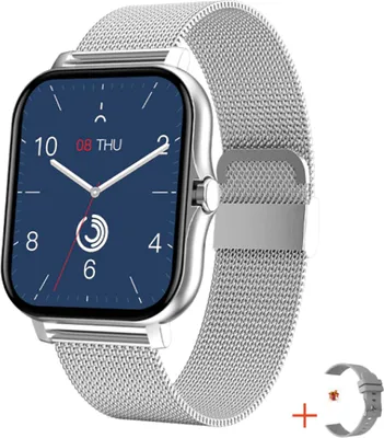 Produktbild von TPFNet Smartwatch mit Milanaise Armband + Silikon Armband - individuelles Display - Smart Watch Armbanduhr - Modell SW3 - Silber