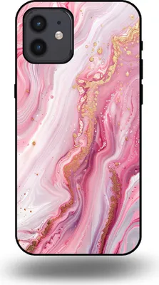Produktbild von Smartphonica Handytasche passend für iPhone 12/12 Pro mit Marmordruck - TPU Rückseitenschutzhülle Marmordesign - Pink