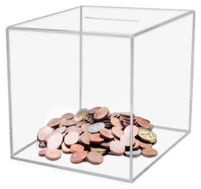 Produktbild von Transparente Acryl-Spardose 12×12×12 cm für Erwachsene und Kinder
