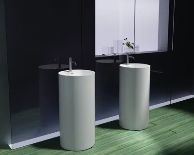 Produktbild von Freistehendes Waschbecken PB2021 - Mineralguss - Weiß matt - Ø 45 x 90 cm