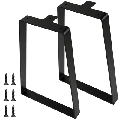 Image de Pieds de table en métal, noirs, de forme trapézoïdale, 35 cm