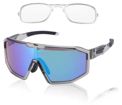 Produktbild von Motorbrille zur Blendungsreduktion, UV400-Schutz, mit grünen Gläsern und grauem Rahmen