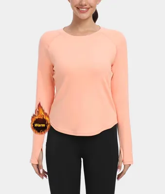 Imagen del producto de Camiseta térmica de manga larga para mujer, color naranja, talla L