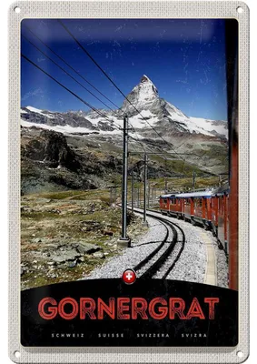 Produktbild von Blechschild Reise 20x30cm Gornergrat Schweiz Gebirge Schnee Bahn