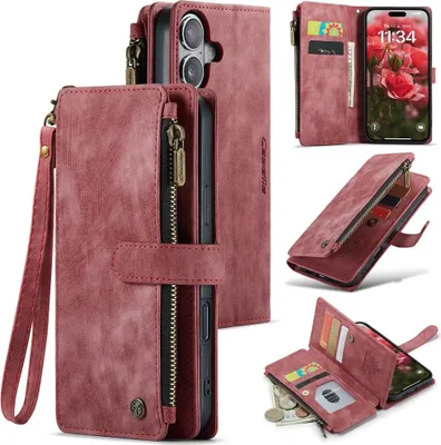 Produktbild von iPhone 16 Hülle - CaseMe C30 Klapphülle mit Brieftasche - Rot