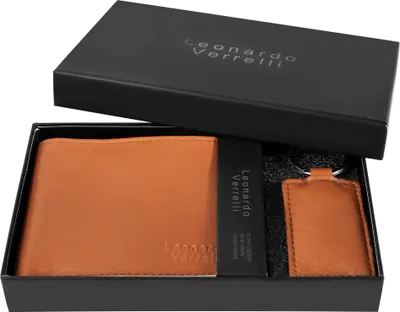 Produktbild von Leonardo Verrelli Geschenkset mit Geldbörse und Schlüsselanhänger aus Echtleder