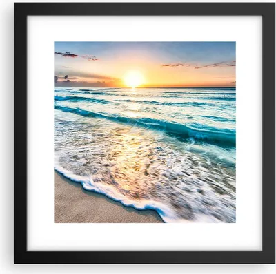 Produktbild von Gerahmtes Poster - Schwarzer Rahmen - Meer Welle Strand - 30x30 cm - Wand Bild - Wanddeko - Wandbilder - Kunstposter - Wandposter - Bilderrahmen - Bilder - Kunstdruck - Wandbild - P2BAC30x30-3621
