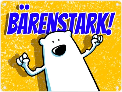 Produktbild von Metallschild in 15x20 cm mit Bärenmotiv: Bärenstark Schild mit lustigem Comic