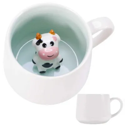Image de Tasse à café en forme de vache 3D, tasse à lait et thé amusante, cadeau pour enfants, filles et femmes