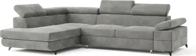 Produktbild von Masseno Ecksofa FAVIEN L-S mit Schlaffunktion L-Form, Sofa mit Bettkasten, Wohnzimmersofa, Couch, Soffa, Bettsofa, Couchgarnitur- Hellgrau, MONOLITH 84