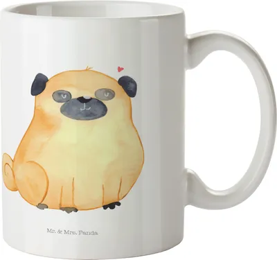 Produktbild von Mr. & Mrs. Panda Kinderbecher Mops - Weiß - Geschenk, Pott, Plastikbecher, Camping Tasse, Hund, Hundeliebe, Haferl, Kunststoffbecher, Hunderasse, Knuffig, Liebe