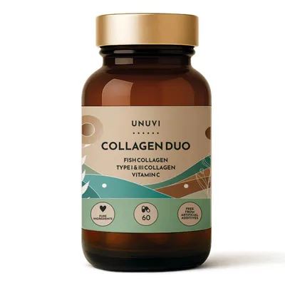 Produktbild von Kollagen-Duo – Fischkollagen + Kollagen Typ I und III, 60 Kapseln – UNUVI