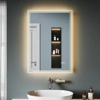 Productafbeelding van Verlichting Badkamerspiegel 70 x 50 cm, Rechthoekige Wandspiegel met LED Verlichting