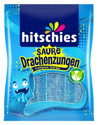 Obrázek produktu pro Hitschies Sour Dragon Tongues Blue Fruity Sour Fruit Gum 125g