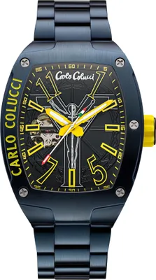 Produktbild von CARLO COLUCCI Automatikuhr Automatikuhr 100% Edelstahl gelb / Edelstahlarmband blau onesize Herren 41 x 53 CC100-1, CC100-2, CC101-1, CC101-2, CC103-1, CC103-2, CC104-1, CC104-2