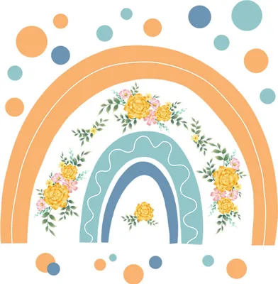 Produktbild von Große Regenbogenblumen-Wandtattoos im Boho-Stil mit Polka-Dots für Mädchenzimmer, Kinderzimmer, Babyzimmer, Schlafzimmer – Wanddekoration