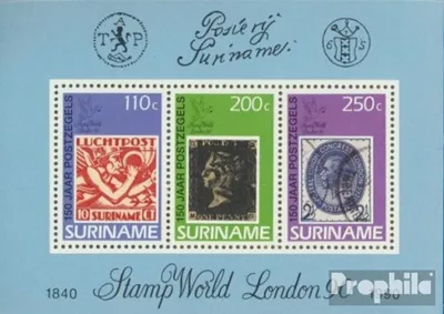 Produktbild von Briefmarken Suriname 1990 Mi Block53 (kompl.Ausg.) postfrisch 150 Jahre Briefmarken