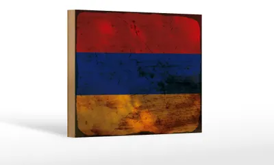 Produktbild von Holzschild Flagge Armenien 18x12cm Flag of Armenia Rost