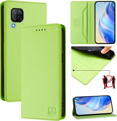 Produktbild von Lederhülle für Huawei P40 Lite 4G/Nova 6 SE Hülle Flip Brieftasche Kartenfächern Ständer Schutzhülle Grün