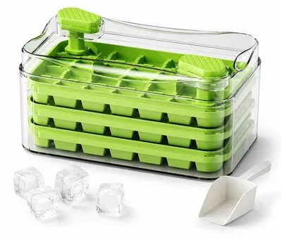 Produktbild von 84 Eiswürfel Eiswürfelform Set, Eiswürfelbehälter mit Deckel, stapelbare Eiswürfelbox mit Drucksystem für Haushalt & Party