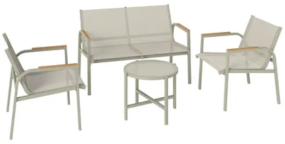 Obrázek produktu pro Sada zahradního nábytku pro 4 osoby, skládající se z pohovky a 2 křesel | Barva: zelená | Rozměry: 112,5 x 68 x 74 cm